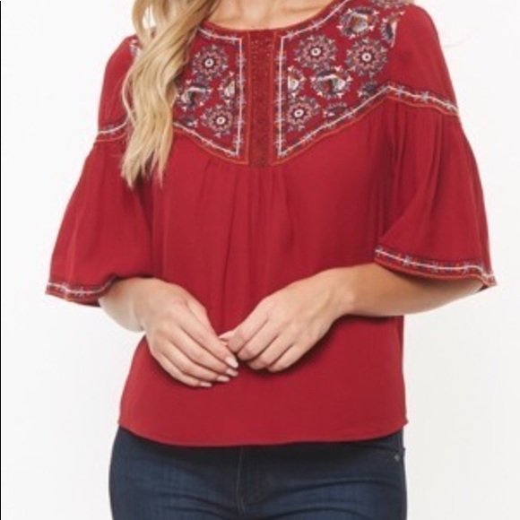 Red Embroidered Top - Picture 7 of 8